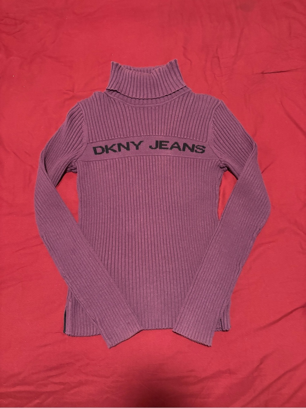 DKNY y2k purple turtleneck sweater
